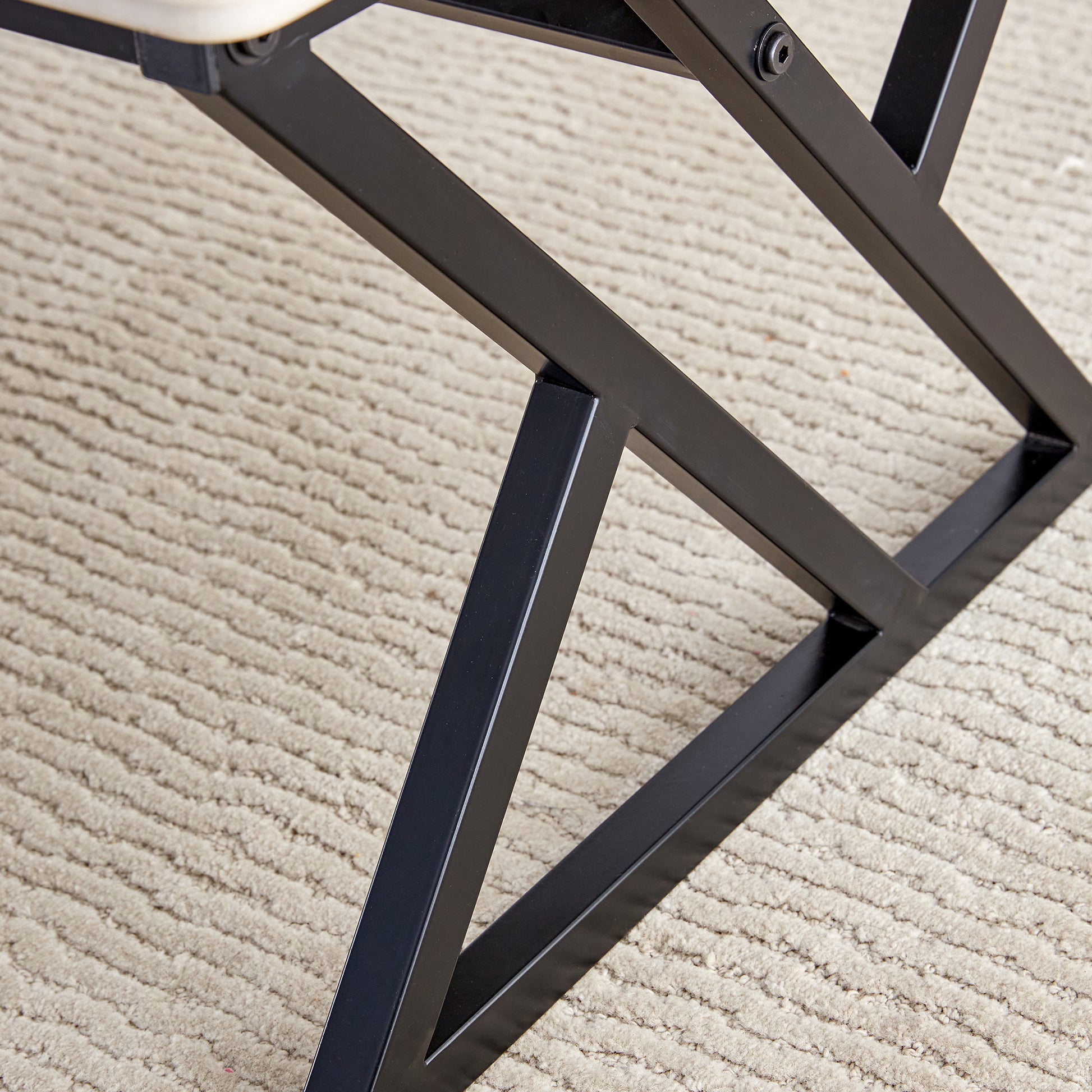 A Modern Minimalist Style White Marble Patterned Coffee Table With Black Metal Legs. Computer Desk. Game Table. Tea Table. Ct Xx White Black Sintered Stone