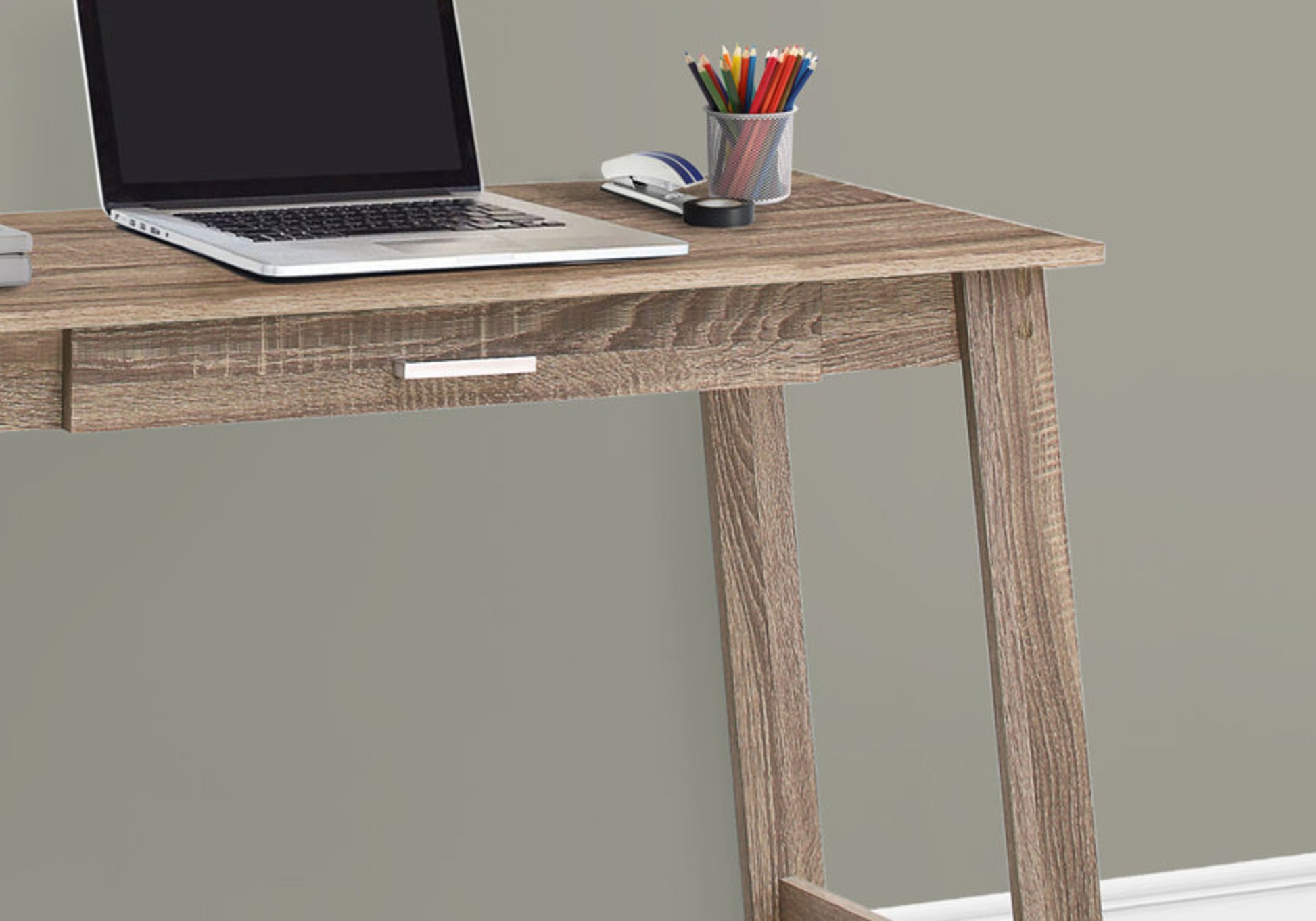 Computer Desk, Home Office, Laptop, Storage Drawers, Work, Brown Laminate, Contemporary, Modern Taupe Particle Board