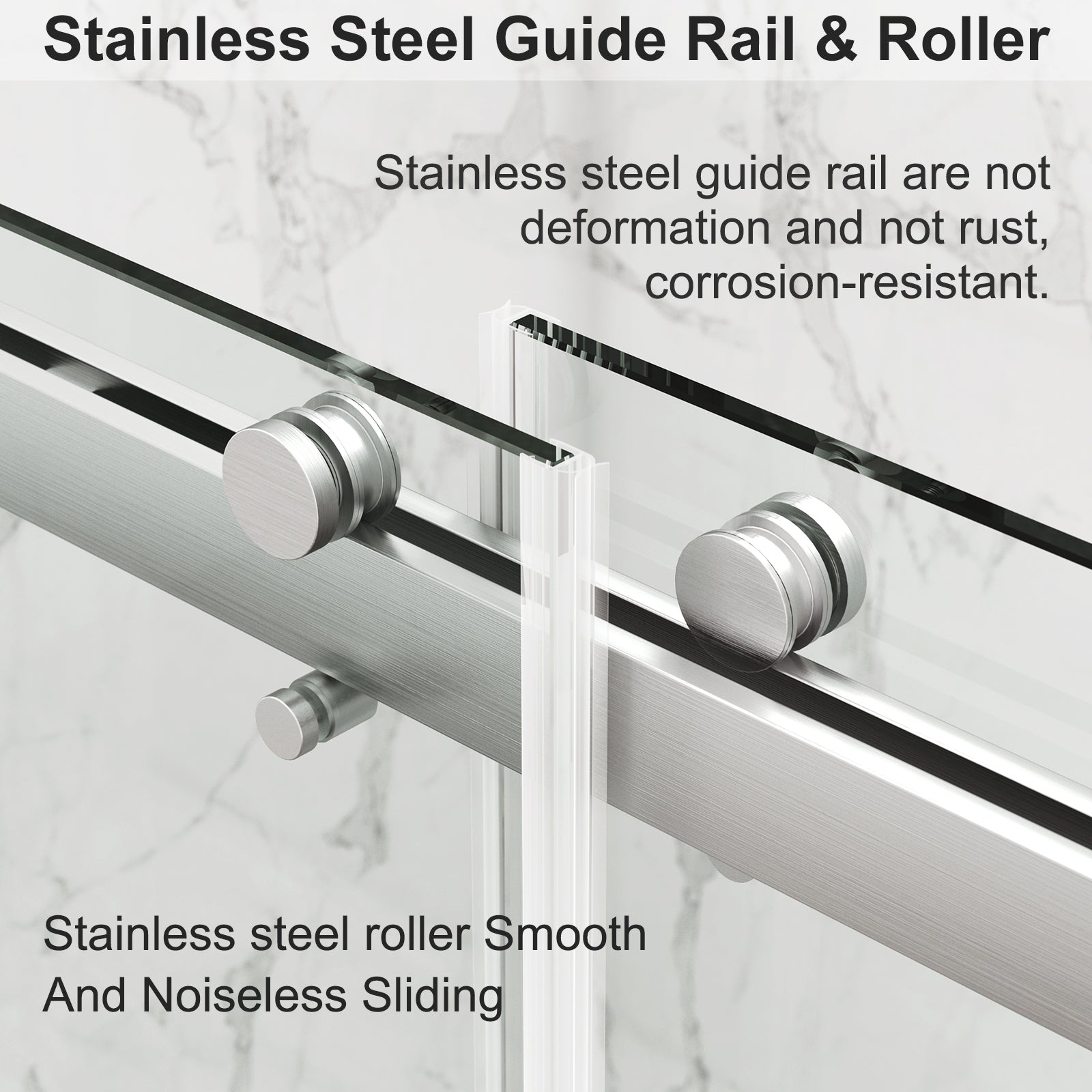 56 To 60'' W X 76'' H Frameless Shower Door, Double Sliding Shower Door With Premium 3 8'' 10Mm Thick Tempered Glass, Stainless Steel, Brushed Nickel Brushed Nickel Bathroom Modern Tempered Glass