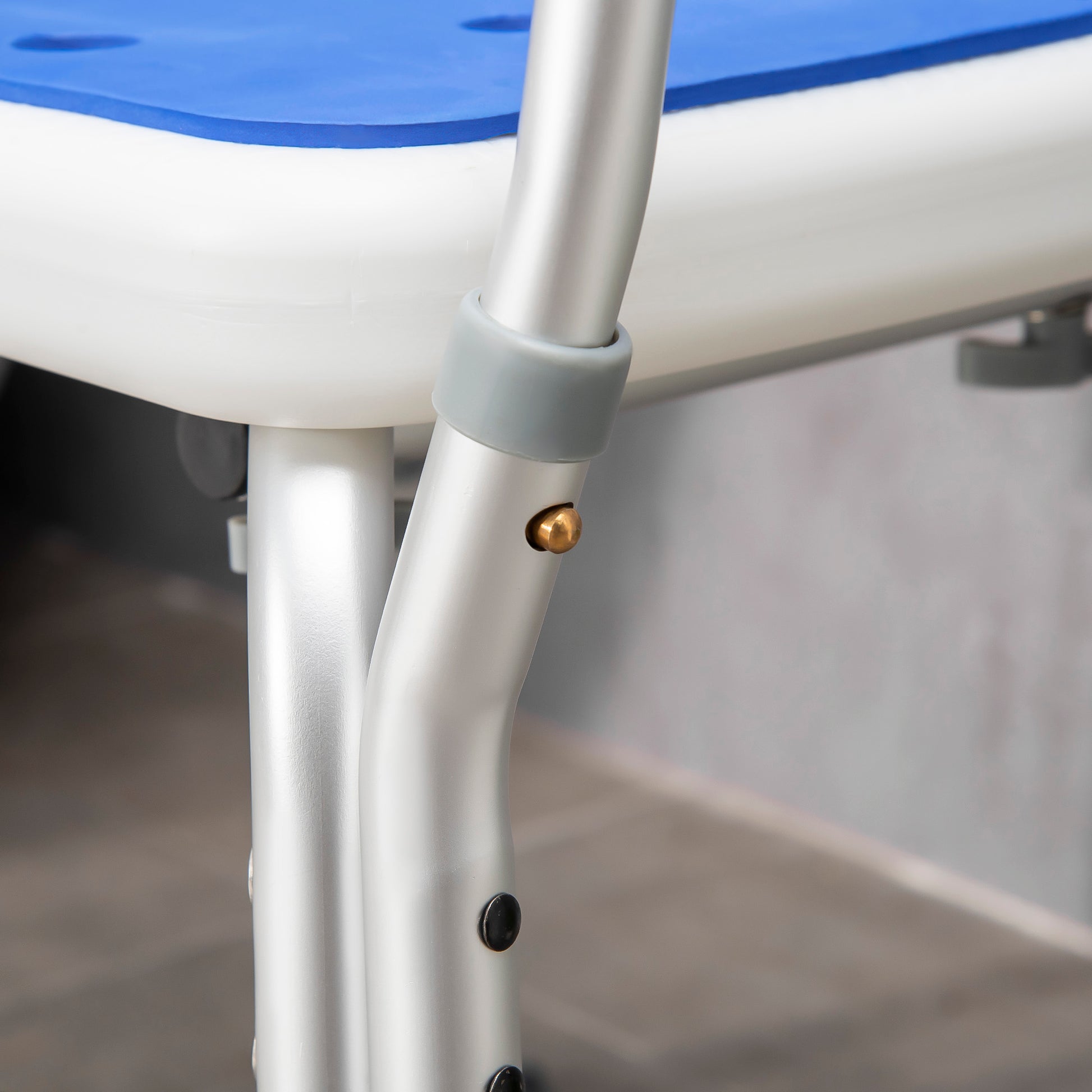 Homcom Eva Padded Shower Chair With Arms And Back, Bath Seat With Adjustable Height, Anti Slip Shower Bench For Seniors And Disabled, Tool Free Assembly, 299Lbs Blue Aluminum