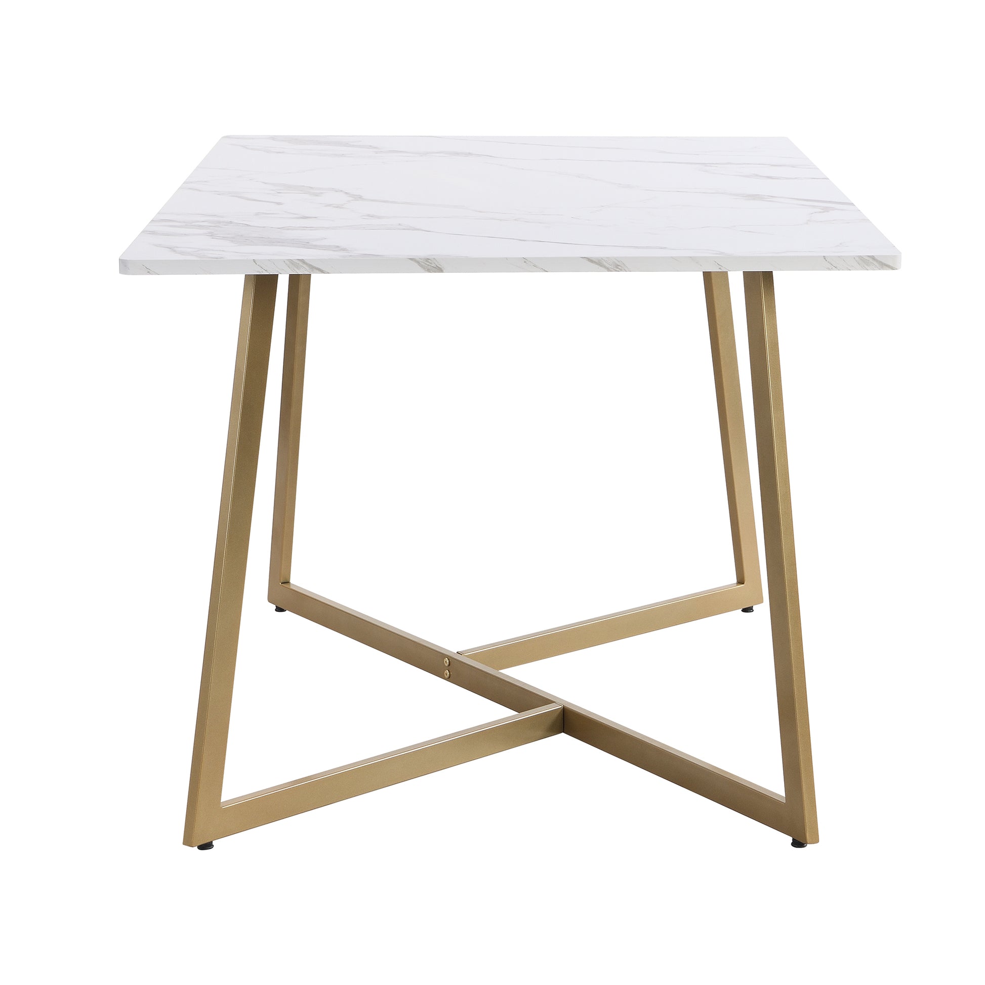 Modern Faux Marble 6 Piece Dining Table Set,60Inch Metal Kitchen Table Set With Upholstered Dining Chairs And Bench, Golden Metal Dining Room Bench Seating Rectangular Dining Table With Chair And Bench Metal Wood Golden Seats 6 60 Inches Farmhouse