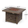 Rene Square Iron Fire Pit 50,000 Btu Tank Inside Wood Iron