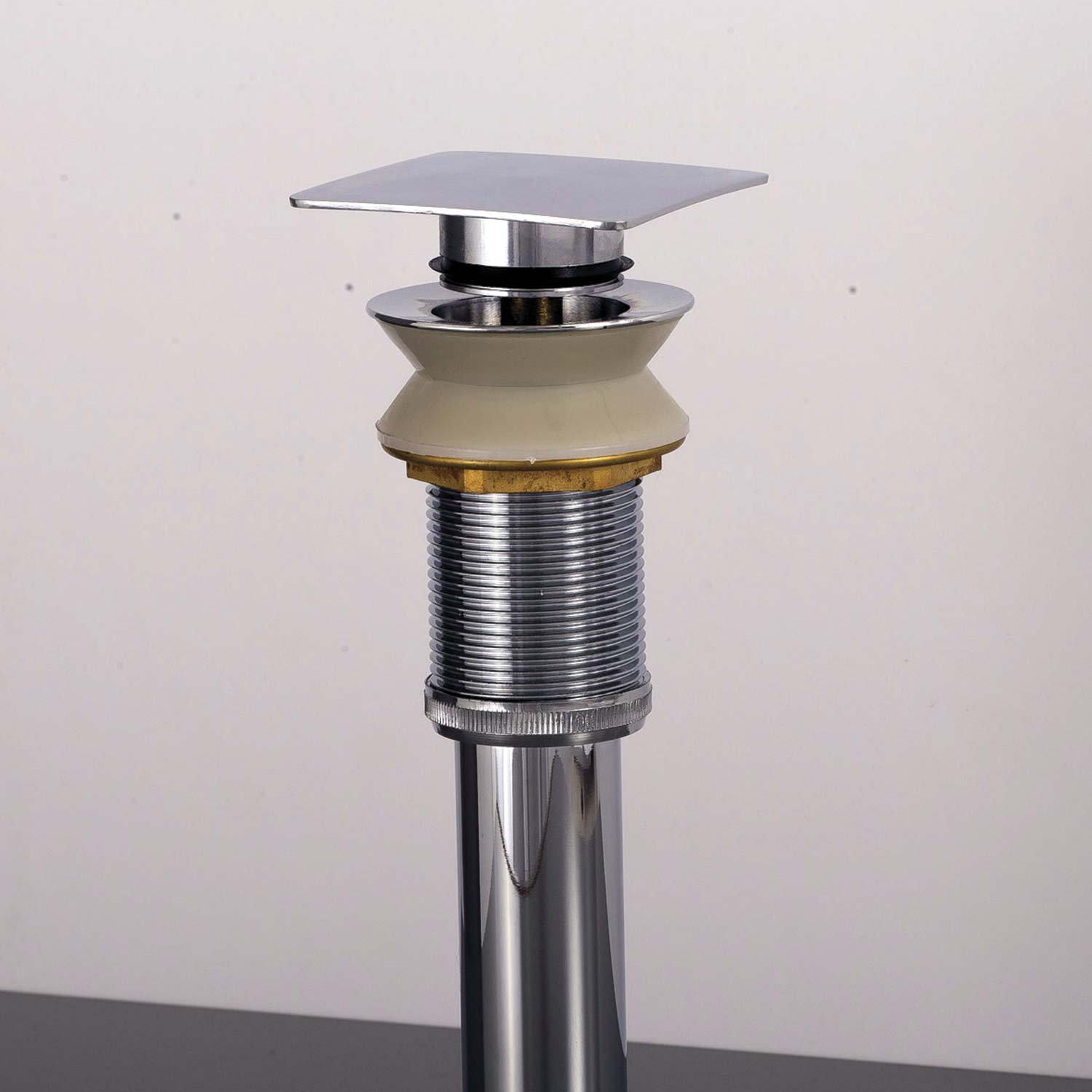 Dax Square Vanity Sink Pop Up Drain Without Overflow Chrome Brass