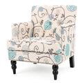 Harrison Tufted Club Chair White Blue Fabric 1 Seat