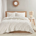 Pintuck Sherpa Down Alternative Comforter Set King Ivory Polyester