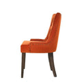 Esme 24 Inch Solid Wood Dining Chair, Velvet, Tufted, Set Of 2, Orange Orange Solid Wood