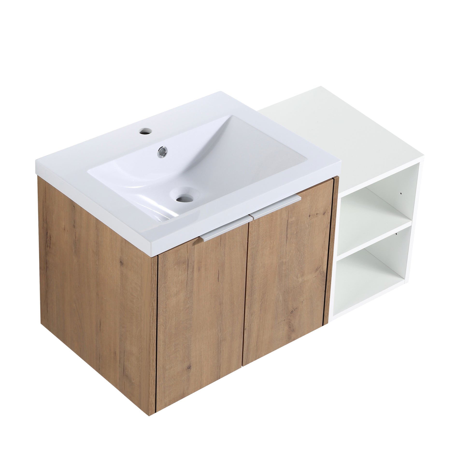 36 Inch Soft Close Doors Bathroom Vanity With Sink, A Small Storage Shelves, 24" And 12" Combination Cabinet, Kd Packing Imitative Oak 2 1 Bathroom Wall Mounted Modern Plywood