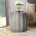 Metal Drum End Table Antique Silver Primary Living Space Contemporary Coffee & End Tables Iron