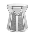 Drum Style Coffee Table With Mirror Crystal Inlay, Polygonal Silver Decorative Table, Modern Design Luxury Modern Furniture, 20 Inch About 50 Centimeters Low Coffee Table, Suitable For Living Room Silver Primary Living Space American Design Console