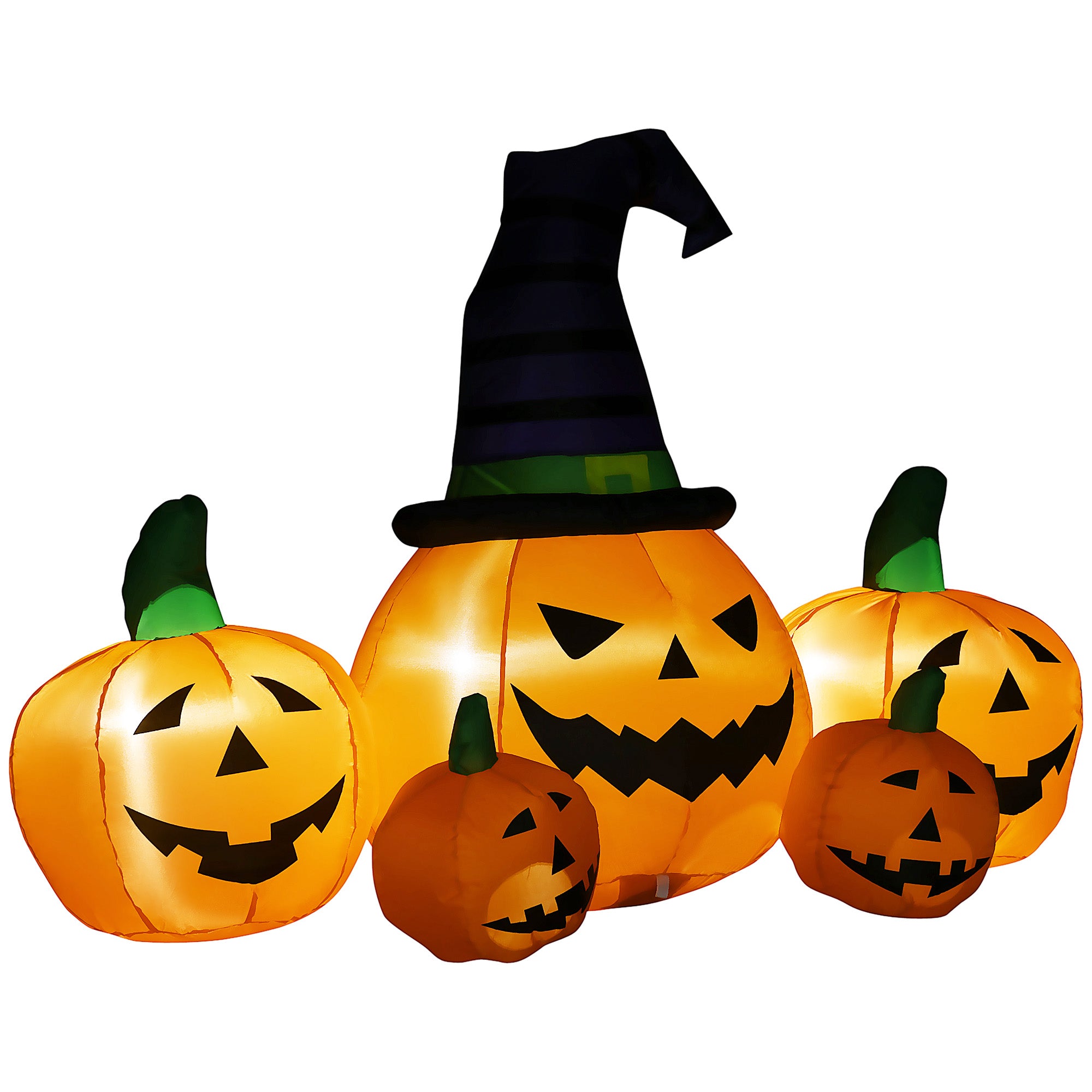 Outsunny 73"L Inflatable Halloween Decoration,5 Pumpkin, Blow Up Outdoor Led Yard Display, Waterproof Multicolor Polyester