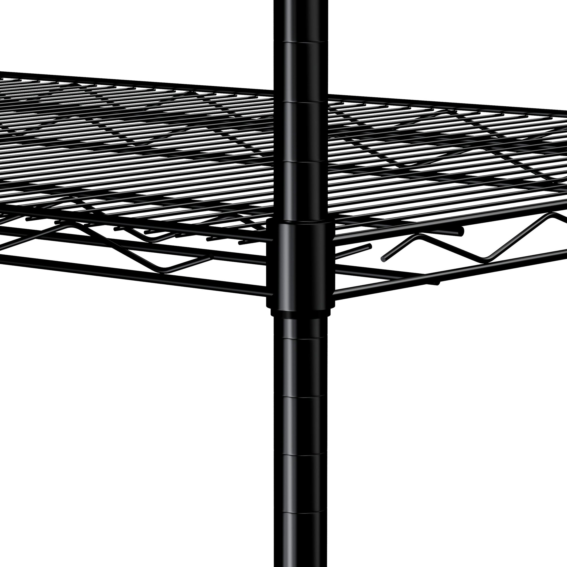 5 Tier Heavy Duty Adjustable Shelving And Racking, 300 Lbs. Per Wire Shelf, With Wheels And Shelf Liners, For Warehouses, Supermarkets, Kitchens, Etc. 59.45 "L 24.02 "W 71.65 "H,Black Black Steel