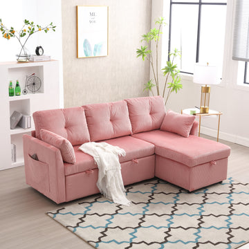 United Modular Sectional Sofa L Shaped Modular Couch With Reversible Chaise Modular Sofa Sectional Couch With Storage Seats Pink Velvet 3 Seat