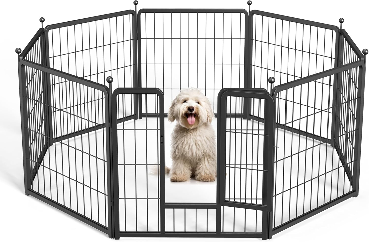 Dog Playpen Outdoor, Portable Dog Playpen For Yard, Travel, Camping, 24 Inch 8 Panels Heavy Duty Dog Pen For Puppies Small Dogs, Black Black Metal
