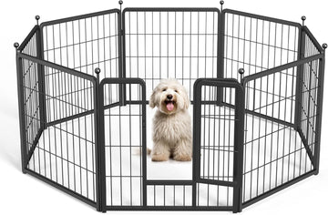 Dog Playpen Outdoor, Portable Dog Playpen For Yard, Travel, Camping, 24 Inch 8 Panels Heavy Duty Dog Pen For Puppies Small Dogs, Black Black Metal