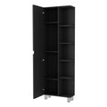 Los Angeles Linen Cabinet, Five Shelves, One Cabinet, Divisions Black 1 5 18 To 23 In 60 In & Above Bathroom Freestanding Contemporary 5 10 Inches Melamine Melamine