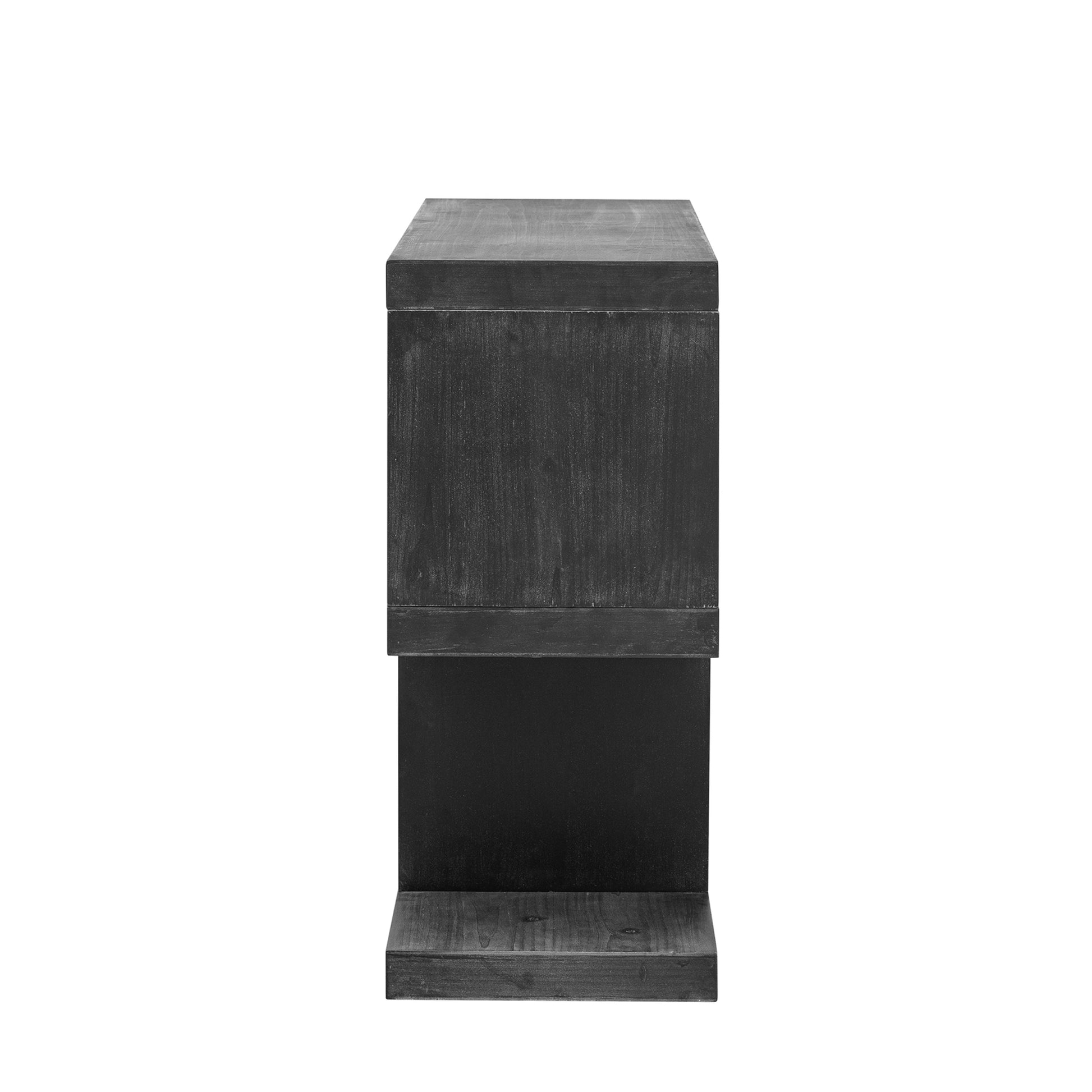 Retro Console Table With Symmetrical 2 Tier Open Shelf For Entryway And Living Room Black Black Mdf