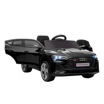 Aosom 12V Kids Electric Ride On Car, Audi E Tron, Battery Powered Toy With Parent Remote Control, Suspension System, Auxiliary Wheels, Led Lights, Music And Horn, Mp3 Player, Black Black Iron Plastic