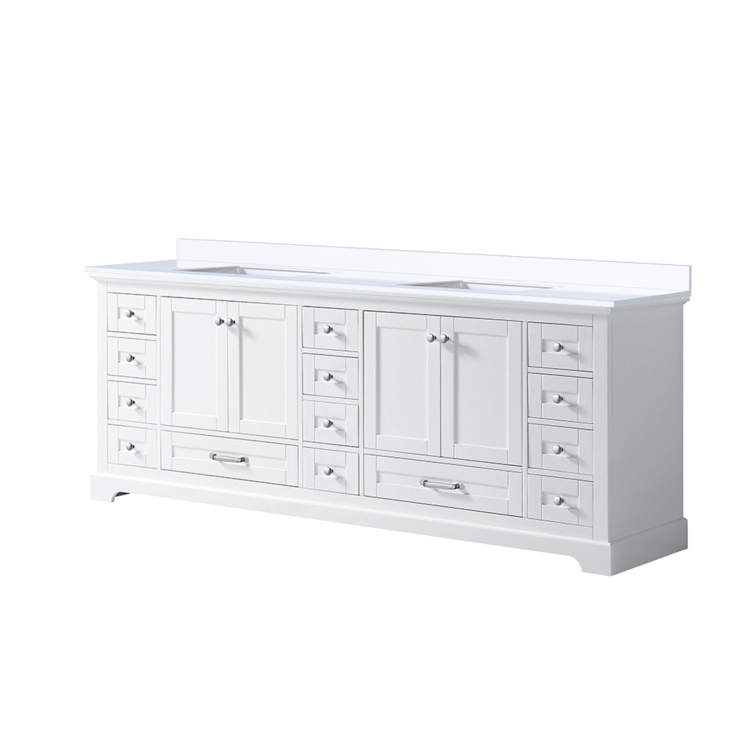 White Double Bath Vanity 84 In. W X 22 In. D, With White Quartz Top White Plywood Wood