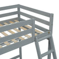 Twin Size High Loft Bed With Inclined Ladder, Guardrails,Grey Twin Grey American Design Pine