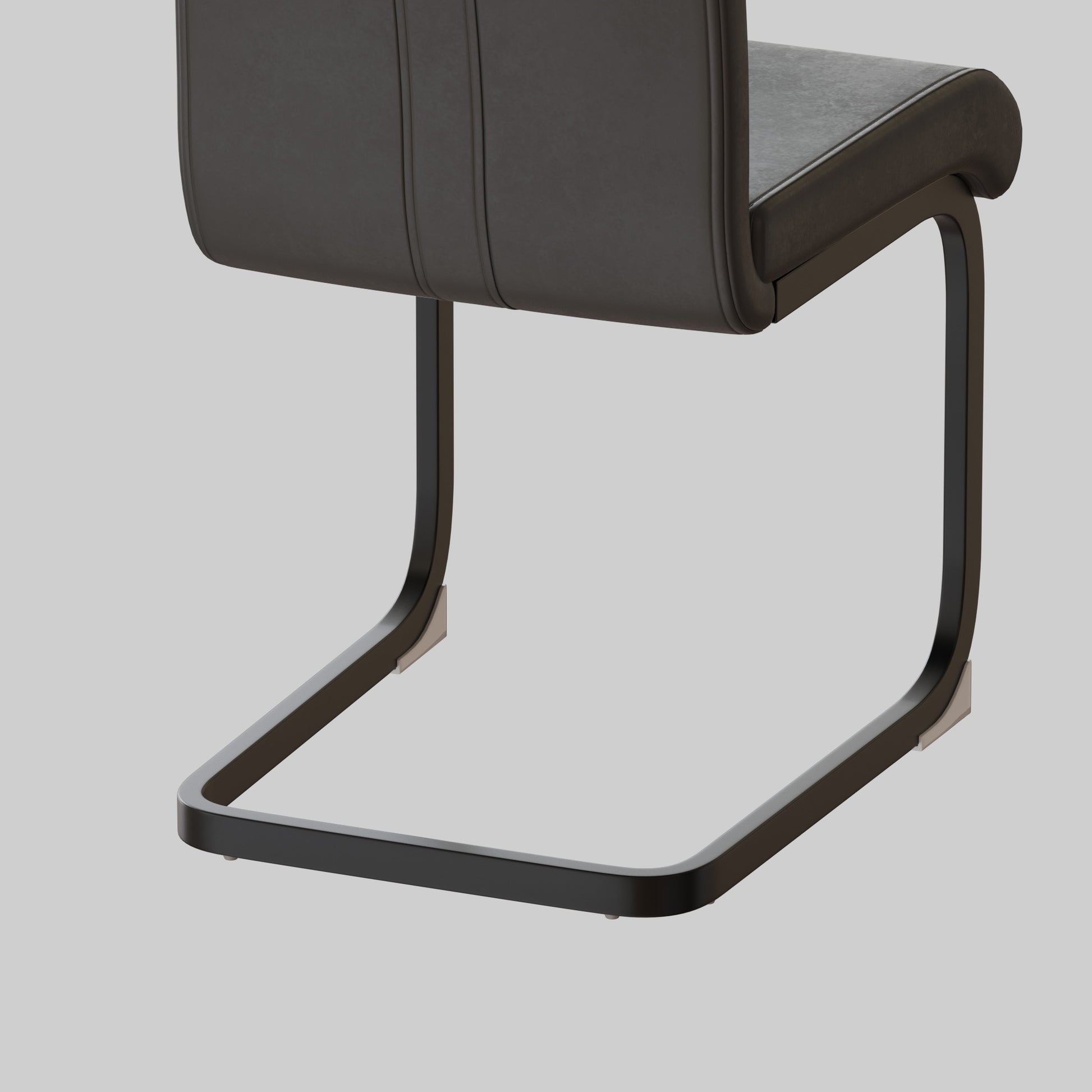 Modern Dining Chairs,Pu Faux Leather High Back Upholstered Side Chair With C Shaped Tube. Black Metal Legs For Dining Room Kitchen Vanity Patio Club Guest Office Chair Set Of 2 Grey Pu Grey Foam Pu