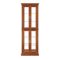 Curio Cabinet Lighted Curio Diapaly Cabinet With Adjustable Shelves And Mirrored Back Panel, Tempered Glass Doors Walnut, 6 Tier , E26 Light Bulb Not Included Walnut Mdf