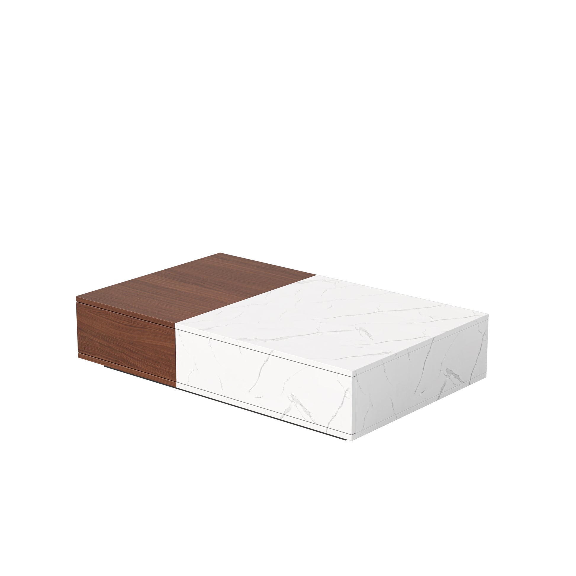 Modern Style Walnut Coffee Table With Two Storage Spaces Walnut Brown White Primary Living Space Rectangular Coffee & End Tables Wood