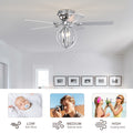 5 Blade 52 Inch Chrome Ceiling Fan With 3 Light No Include Bulb Chandelier Remote Controlled Chrome American Design,American Traditional,Farmhouse,Rustic,Vintage Plywood Iron