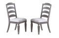 Light Grey Contemporary Style Side Chairs Set Of 2Pc Wooden Frame Ladder Back Design Dining Room Furniture Light Grey Dining Room Foam Classic,Contemporary,Modern Dining Chairs Rubberwood Ladder