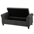 Hayes Armed Storage Bench Gray Fabric