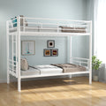 Bunk Bed Twin Over Twin Size With Ladder And High Guardrail, Able To Split, Metal Bunk Bed, Storage Space, Noise Free,White Box Spring Not Required Twin White Metal Metal