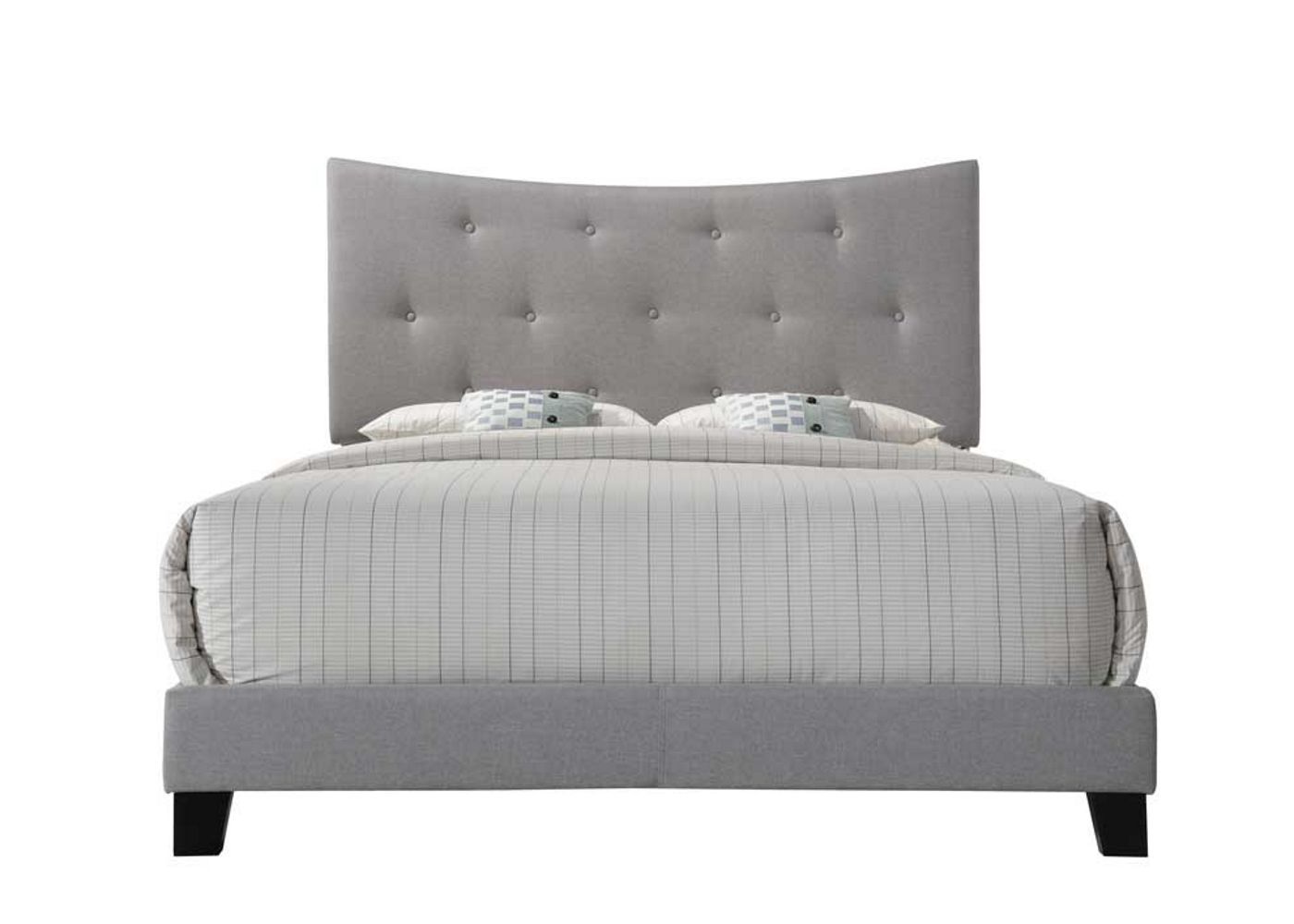 Grey Queen Bed With Tufted Headboard Box Spring Required Queen Grey Wood Bedroom Panel Wood Fabric