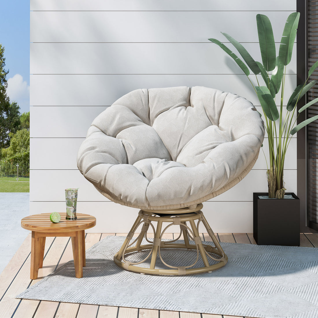 Mia Papasan Chair Brown Fabric