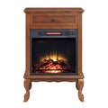 Walnut 1 Drawer Fireplace With Queen Ann Leg Electric Walnut Primary Living Space Freestanding Wood Electric