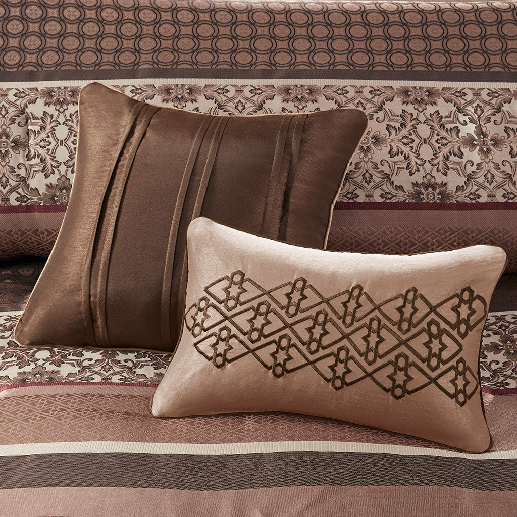 7 Piece Comforter Set Red King King Red Polyester