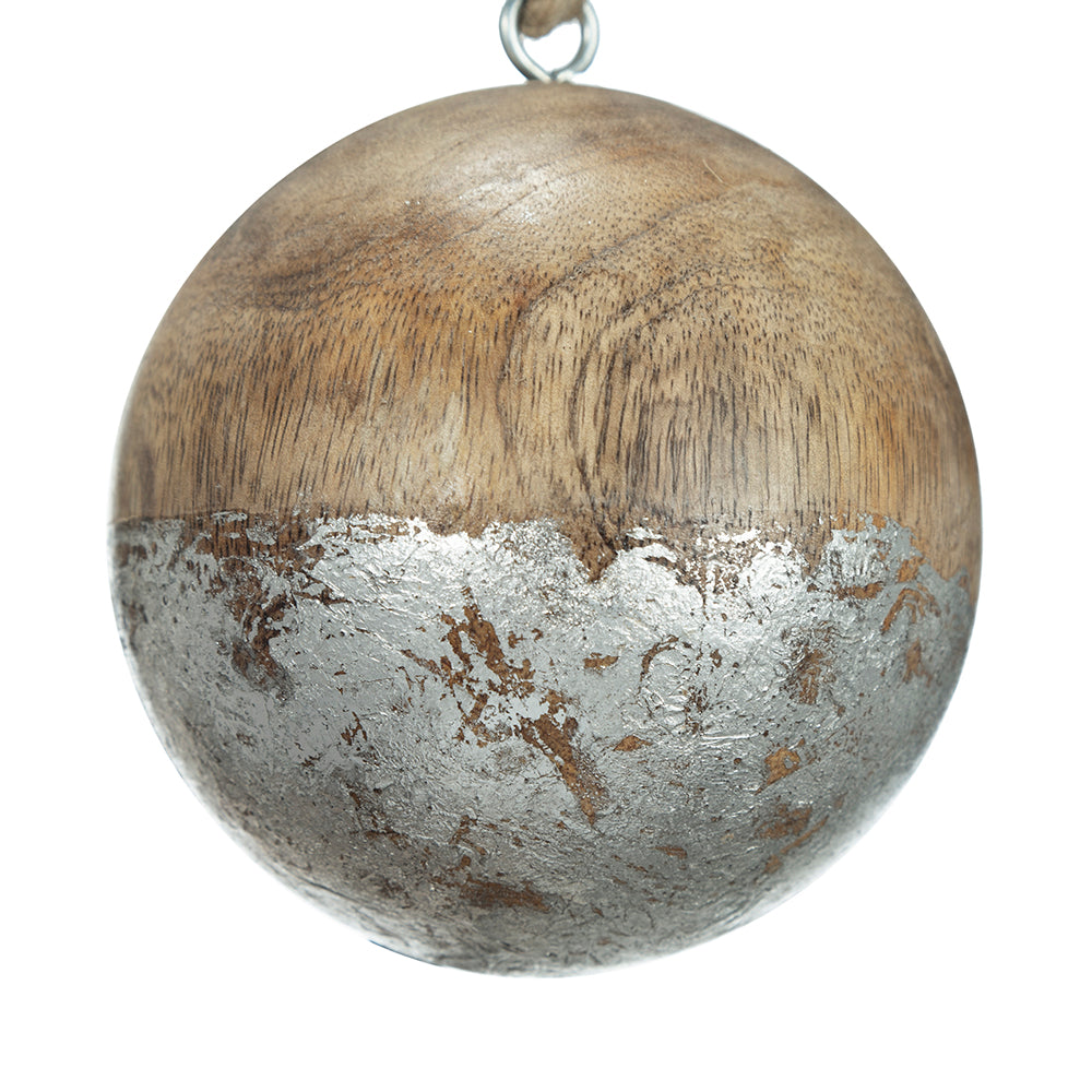 D4" Christmas Ball Ornaments, Wood Decorative Hanging Ball Christmas Tree Ornaments For Holiday Party Decorations, Set Of 4 Brown Wood