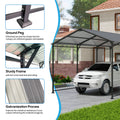 Metal Carport 10 15 Ft Heavy Duty With Galvanized Steel Roof, Metal Garage Canopy With Galvanized Steel Roof & Frame, Car Tent Outdoor Storage Shed For Car, Boats And Truck, Gray Grey Metal