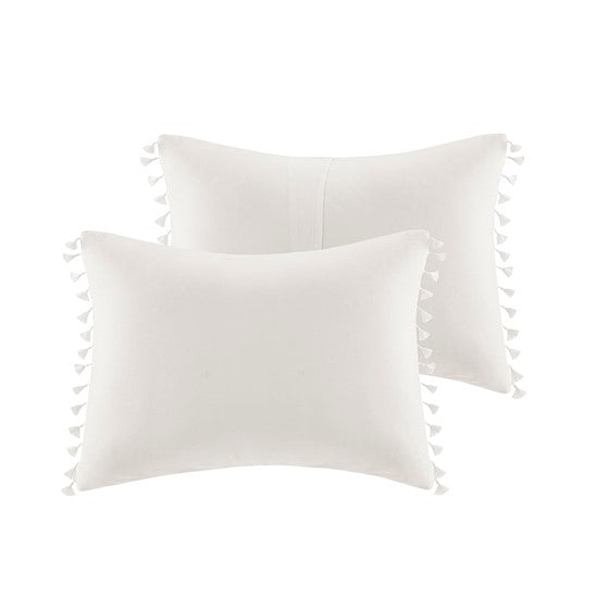 Cotton Duvet Cover Set Queen Ivory Polyester