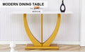 Modern And Simple Rectangular Glass Dining Table In White With A Pattern, 0.39 
