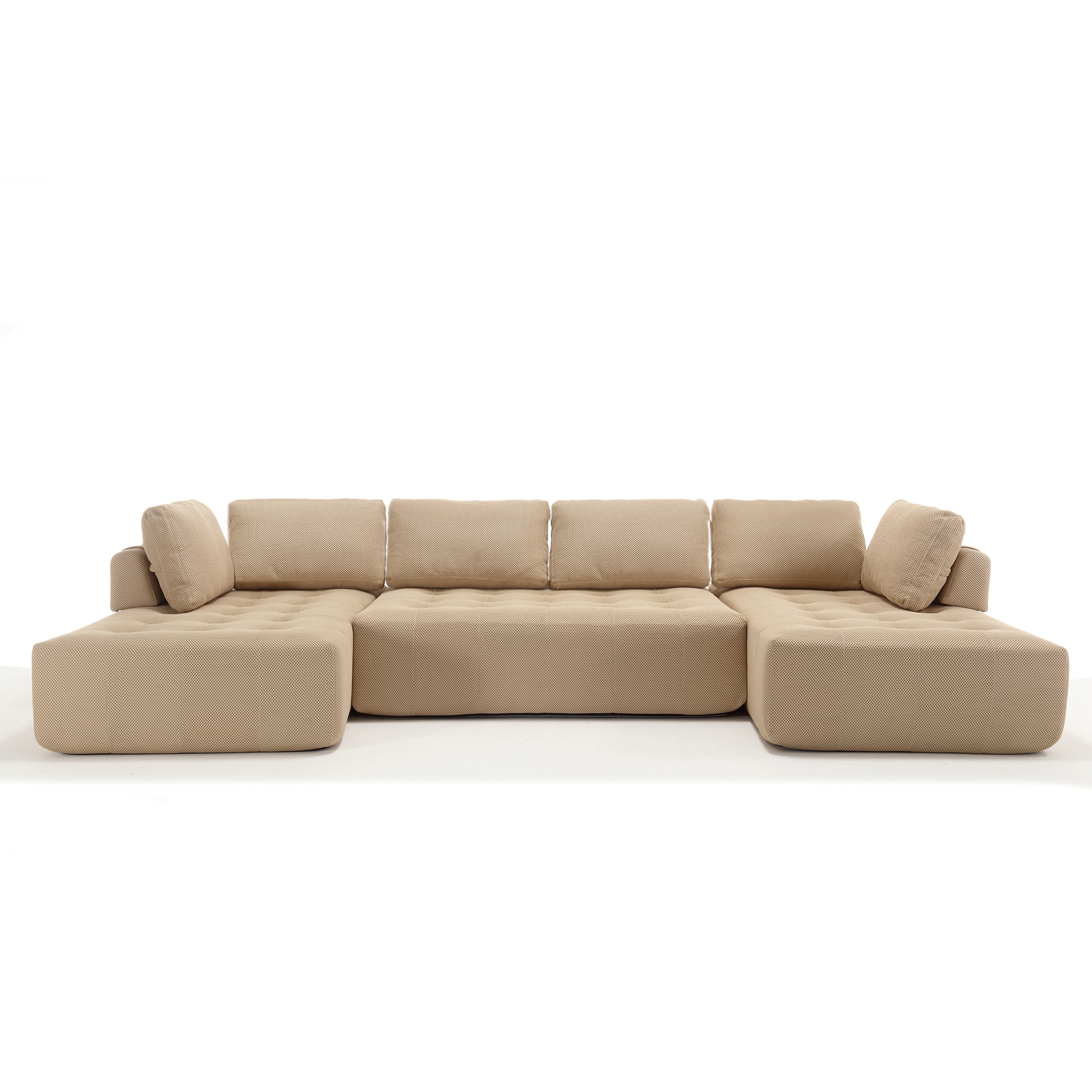 Arrived 138.5 "Modular Combination Sofa, U Shaped Sofa, Living Room, Apartment, Upholstered ,6 Seat Sofa, Free Combination Sofa Mesh Fabric ,Fabric, Khaki Khaki Polyester Primary Living Space Soft