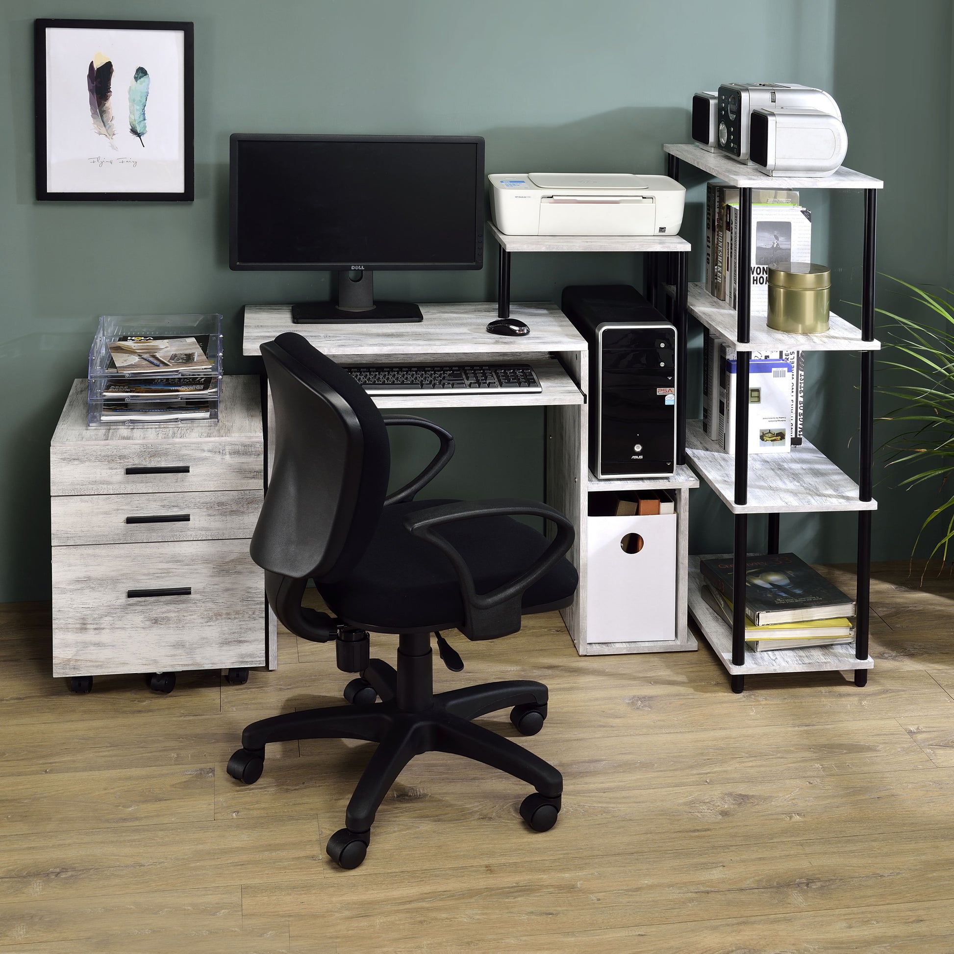 Antique White And Black Computer Desk With Keyboard Tray Black Grey Keyboard Tray Computer Desk Office Rectangular Wood Metal