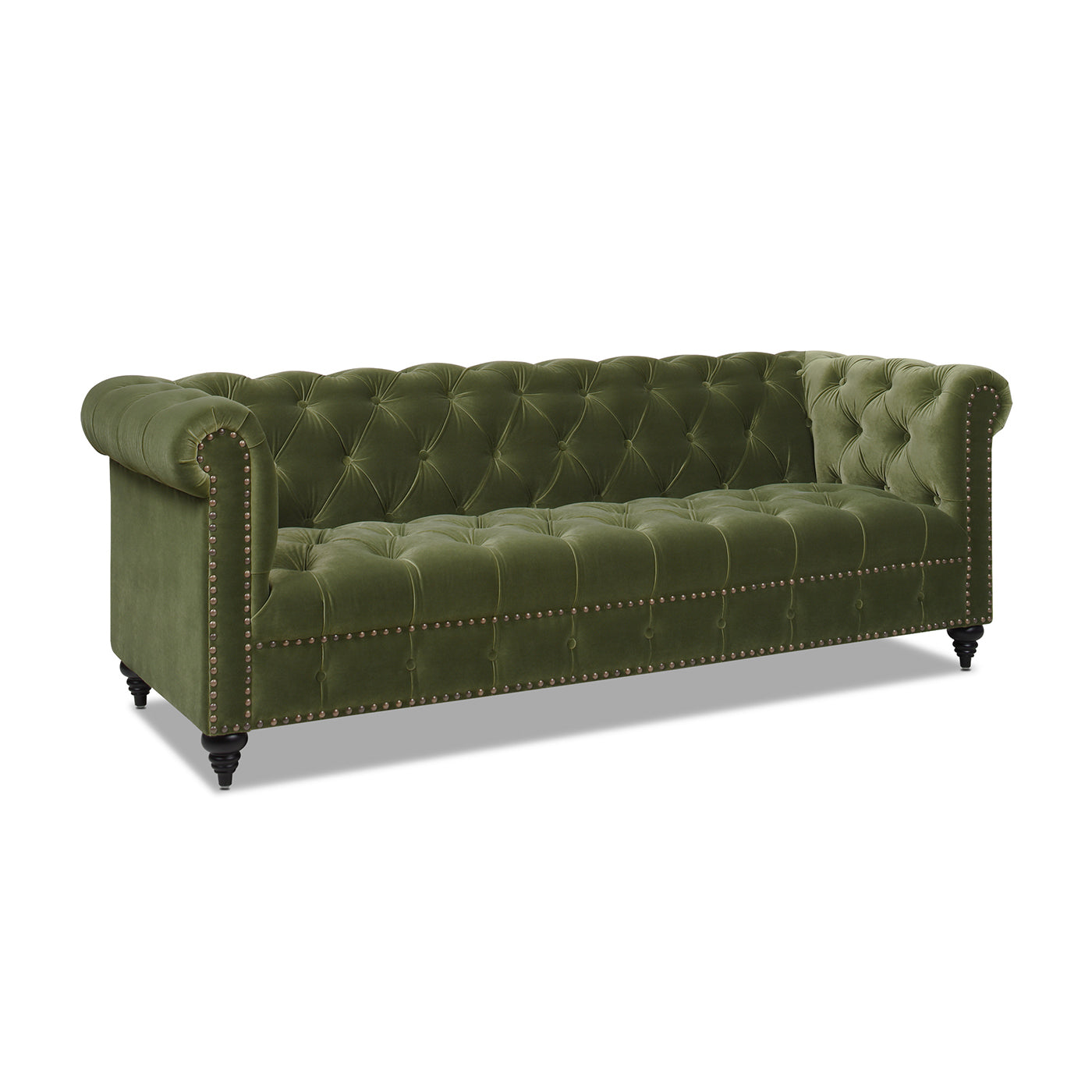 Alto 88" Tufted Chesterfield Sofa, Olive Green Performance Velvet Green Foam Velvet 3 Seat