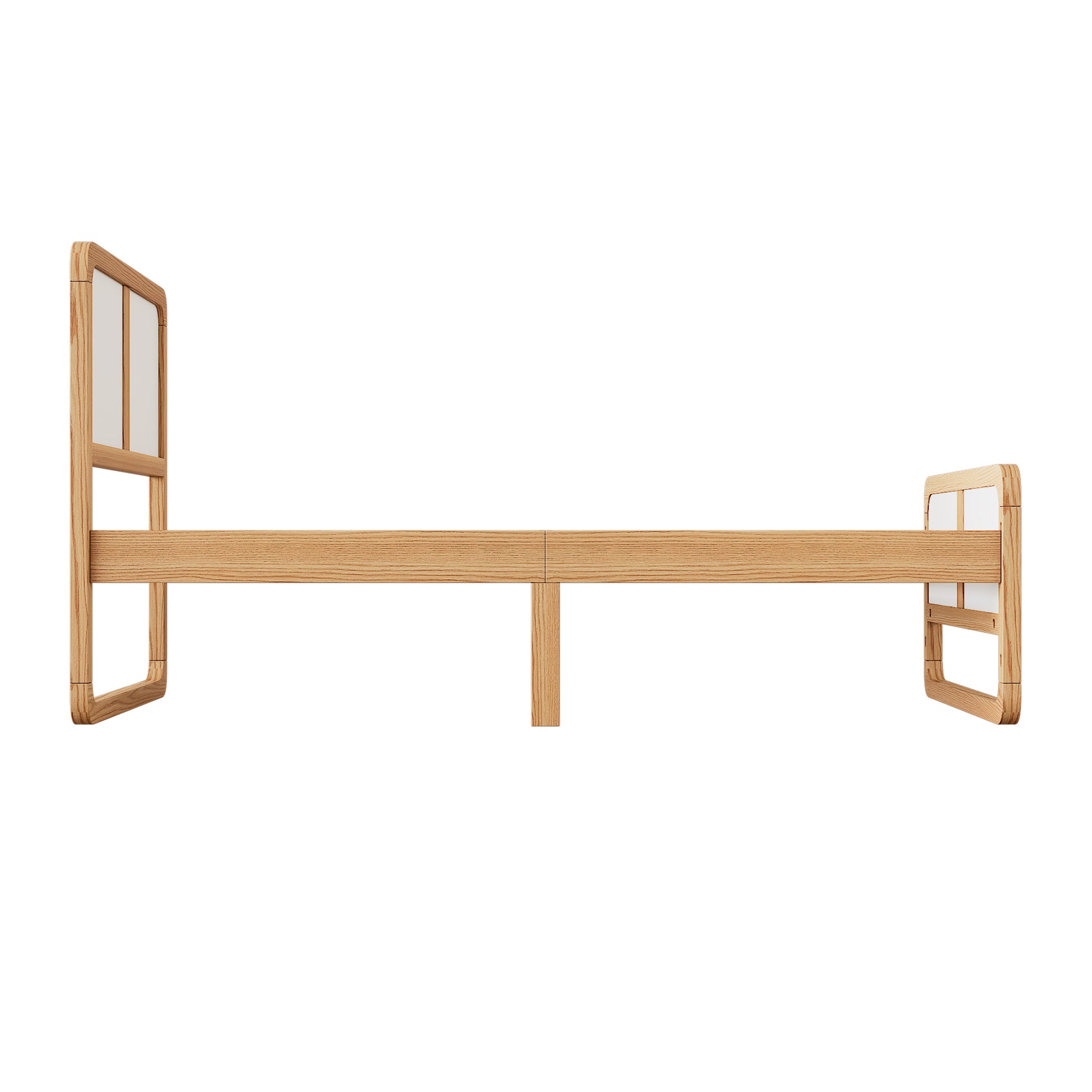 Modern Style Twin Size Solid Wood Platform Bed For Kids, Teens, Adults, No Need Box Spring, Walnut And White Box Spring Not Required Twin White Walnut Wood Bedroom Modern Pine Bed Frame Wood