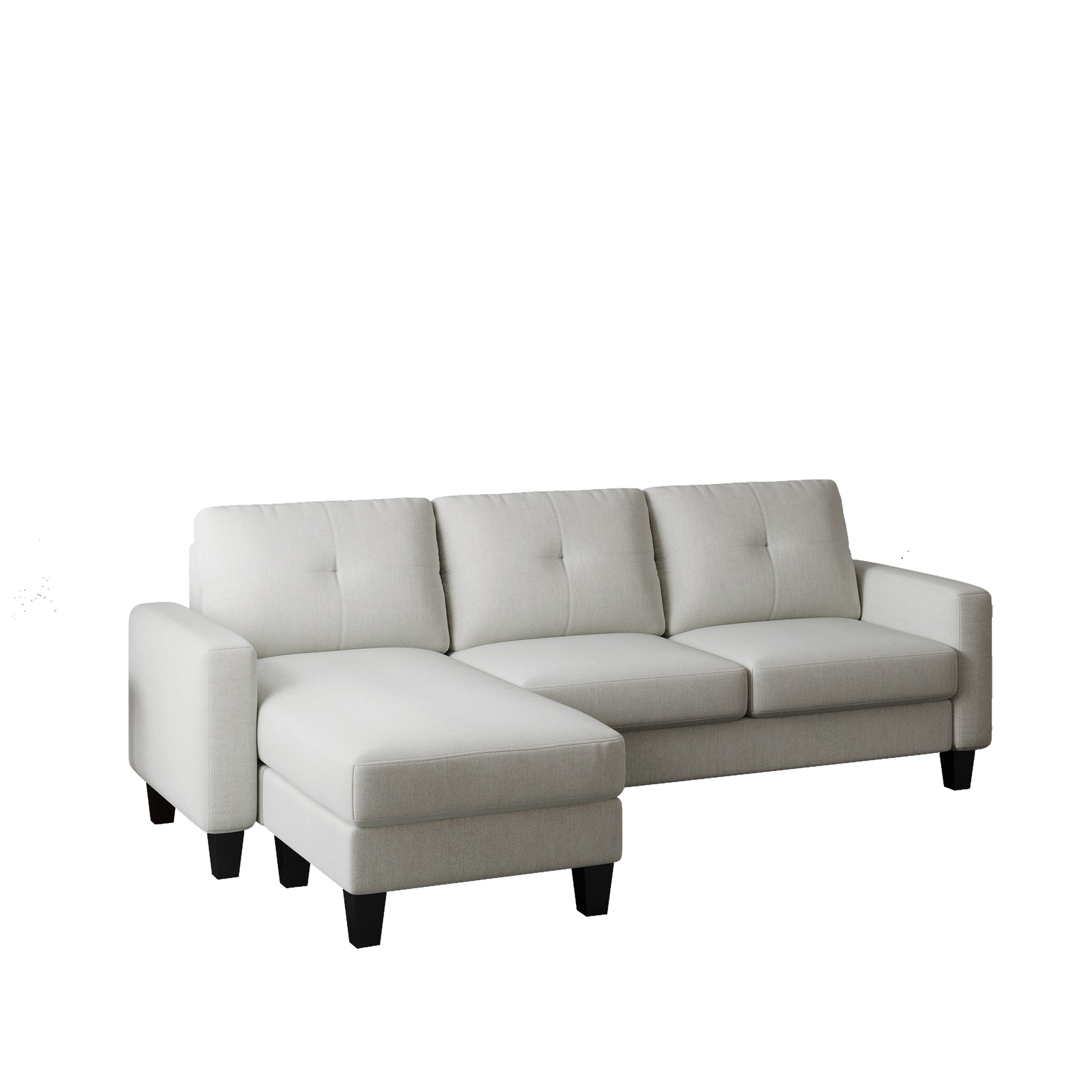 Living Room Furniture With Polyester Fabric L Shape Couch Corner Sofa For Small Space Beige Beige Foam Polyester 3 Seat