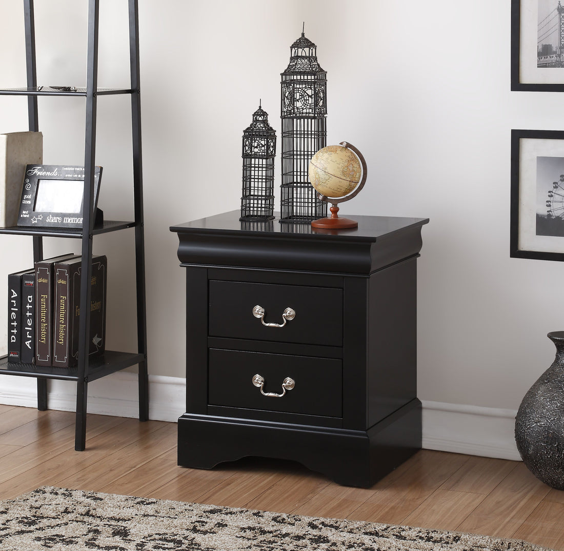 Louis Black Finish Philippe Iii Nightstand Black Synthetic Wood