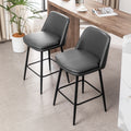 Counter Height Swivel Bar Stools Set Of 2, 360 Swivel Upholstered Barstools With Back And Metal Legs, 25.6