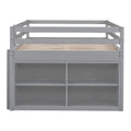 Full Size Loft Bed With Retractable Writing Desk And 4 Drawers, Wooden Loft Bed With Lateral Portable Desk And Shelves, Gray Full Gray Solid Wood Mdf