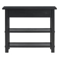 Retro Console Table With Drawer And Two Sturdy Shelves For Entryway, Living Room Black Black Mdf,Rubber Wood