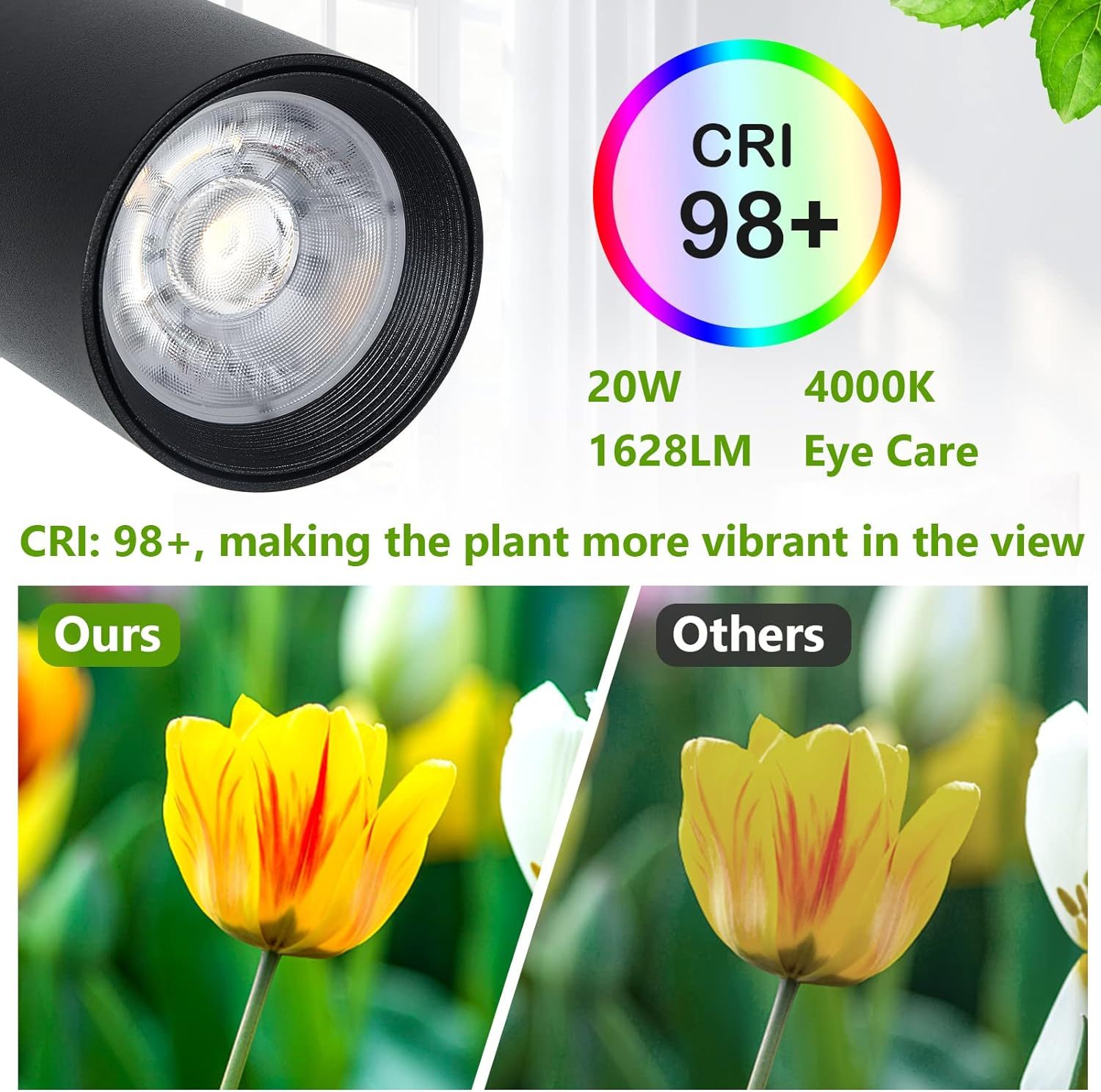 Grow Lights Stand For Indoor Plants Full Spectrum Tall Plant Light For Indoor Growing With 20W Cob Plant Light Bulb,4 8 12H Timer, Led Growth Floor Lamp For Large Plant Seedling 6 Level Height Black Metal