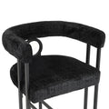 Coolmore Bar Stools Set Of 2, Modern Bar Stool With Back, Black Metal Frames, Upholstered Bar Stools For Kitchen Island, Pub, Club Black Chenille Black Foam Chenille