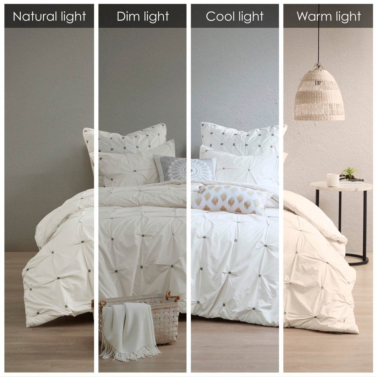 3 Piece Elastic Embroidered Cotton Duvet Cover Set Queen White Cotton